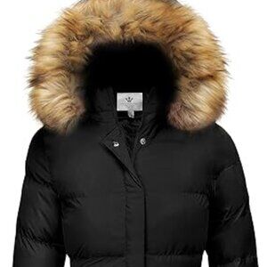 WenVen Women's Winter Puffer Coat with Faux Fur Removable Hood Size: Small